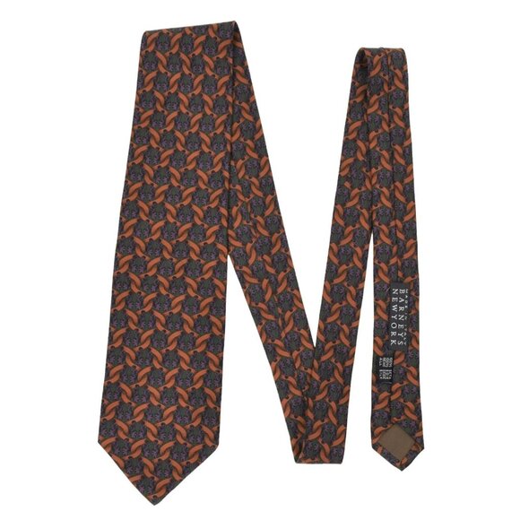 Vintage Barneys New York Mens Tie Necktie Italy Silk Green Brown Purple 57 in - Picture 4 of 6